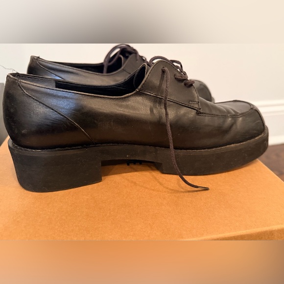 Black Lace-Up Casual Leather platform Shoes - Picture 4 of 7